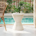Christopher Knight Home Outdoor Side Table,Hourglass Shape Side Table,Patio Garden Stool Coffee End Table,Decorative Garden Stool for Patio,or Balcony,Lightweight Concrete Material,Travertine