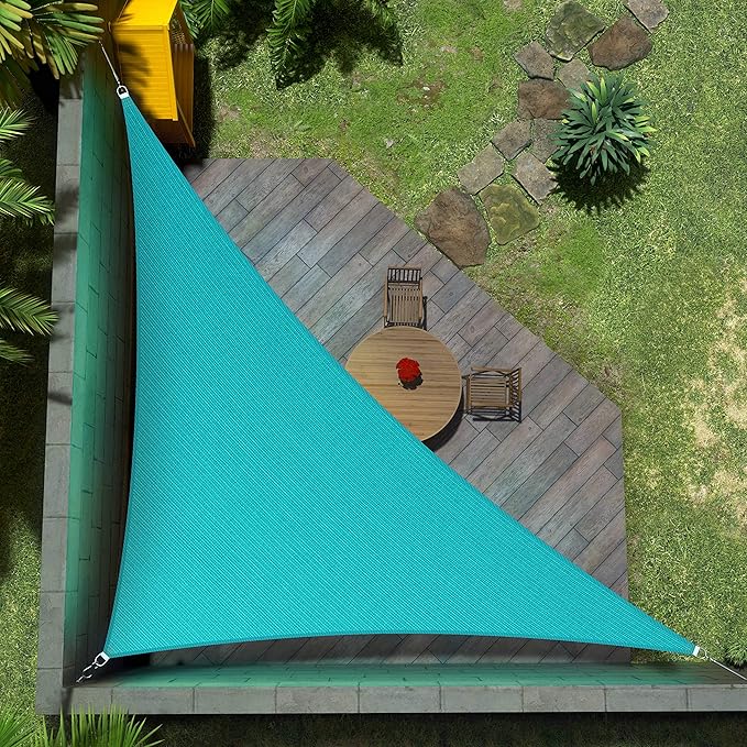 Amgo Custom Size 9' x 15' x 17.5' Turquoise Triangle Sun Shade Sail UPF50+ AGTAPRT12, Order to Make Canopy Awning, 95% UV Blockage, Water & Air Permeable, Commercial Standard (We Customize)