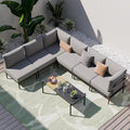 Sundale Outdoor 7 Pieces Metal Patio Furniture Set, Outdoor Sectional Sofa with 6 Inch Olefin Cushion, Modern Outdoor Conversation Sets with Coffee Table for Backyard, Poolside, Sunroom