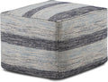 SIMPLIHOME Clay Square Pouf - 18 inch Wide Upholstered Cotton Ottoman in Patterned Blue Melange, Boho Footstool, Decorative Cube Pouf or Extra Seating for Living Room or Bedroom, Assembled
