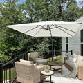 PURPLE LEAF 9.8' X 9.8' Left-right Tilting Patio Umbrella Outdoor Cantilever Swivel Square Umbrella Aluminum Offset Umbrella with 360-degree Rotation for Garden Deck Pool Patio White