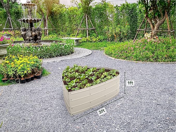 Plant & Plot Galvanized Raised Garden Beds Outdoor // Planter Raised Beds for Gardening, Vegetables, Flowers // Large Metal Garden Box (White) // Tool-Free Assembly
