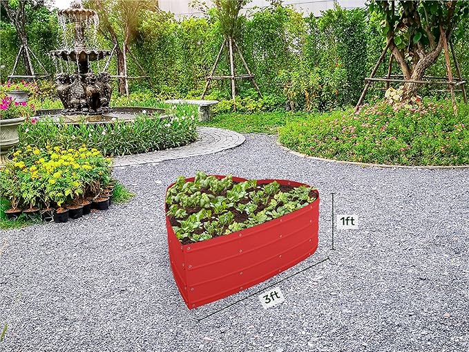 Plant & Plot Galvanized Raised Garden Beds Outdoor // Planter Raised Beds for Gardening, Vegetables, Flowers // Large Metal Garden Box (Red) // Tool-Free Assembly