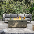 Sundale Outdoor 5 Pieces Patio Furniture Set with Fire Pit Table, Metal Outdoor Sectional Sofa with 6 Inch Olefin Cushion, All-Weather Modern Outdoor Conversation Sets for Backyard, Poolside