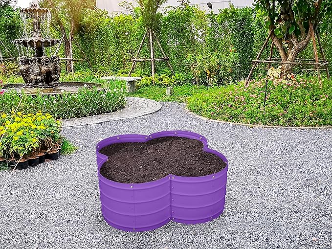 Plant & Plot Galvanized Raised Garden Beds Outdoor // 3×3×1 ft Planter Raised Beds for Gardening, Vegetables, Flowers // Large Metal Garden Box (Purple) // Patented Tool-Free Design