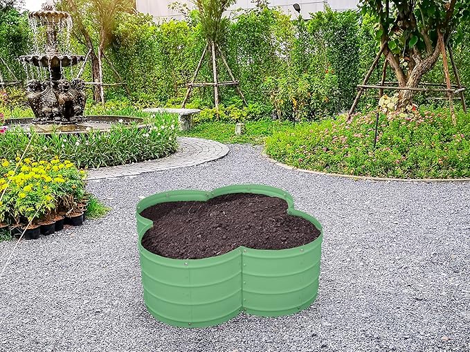 Plant & Plot Galvanized Raised Garden Beds Outdoor // 3×3×1 ft Planter Raised Beds for Gardening, Vegetables, Flowers // Large Metal Garden Box (Light Green) // Patented Tool-Free Design