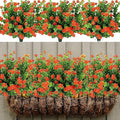 20 Bundles Artificial Fall Flowers Outdoor Fake Flowers, UV Resistant No Fade Faux Plastic Greenery Shrubs Plants for Hanging Garden Porch Window Box Outside Decoration,Home Indoor Decor Orange