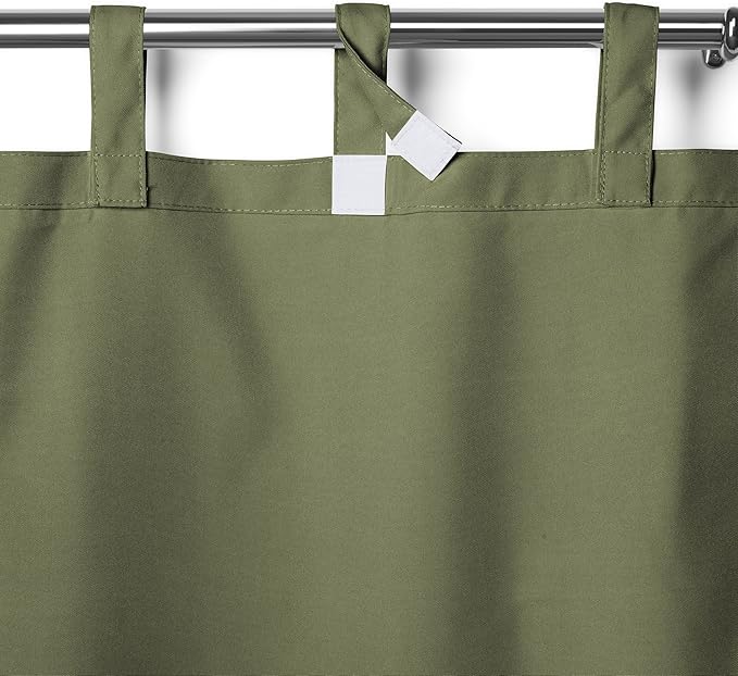 Elrene Home Fashions Matine Weatherproof Tab-Top Indoor/Outdoor Solid Color Curtain Panel for Porch, Pergola, Patio, Deck, 52”W x 95”L, Green (Pack of 3)