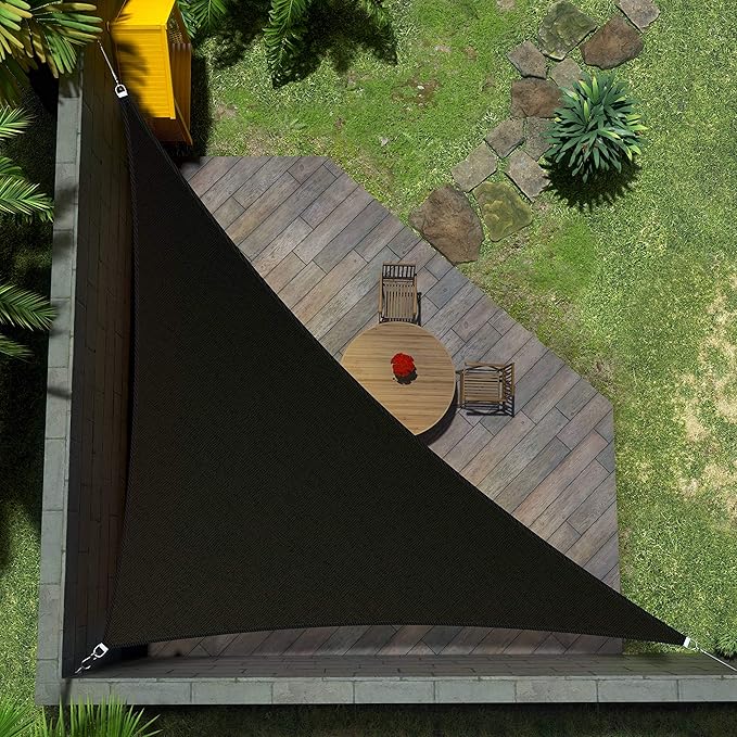 Amgo Custom Size 12' x 20' x 23.3' Black Right Triangle Sun Shade Sail Order to Make Canopy Awning UPF50+ AGSLT, 95% UV Blockage, Water & Air Permeable, 200GSM Commercial Standard (We Customize)