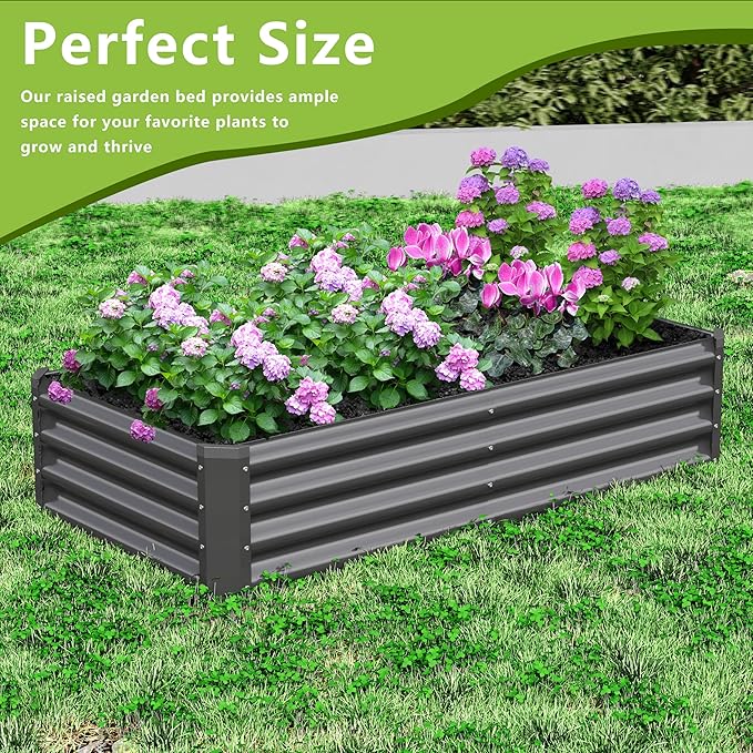 2PCS 4x2x1FT Galvanized Raised Garden Bed, Galvanized Planter Raised Garden Boxes Outdoor, Large Metal Raised Garden Beds for Vegetables-Grey