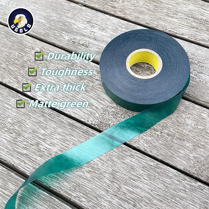 8 mil Extra Thick 150 Feet x 1'' Stretch Plant Tie Tape, Garden Tie Tape for Planting and Grafting, Plant Ribbon for Tomatoes, Grapes and Trees, Green Tie Tape, Garden Stake for Vinyard